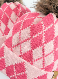 Argyle Pom Beanie | Pink