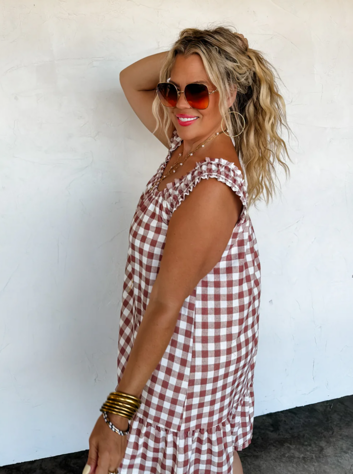 Brown Gingham Dress