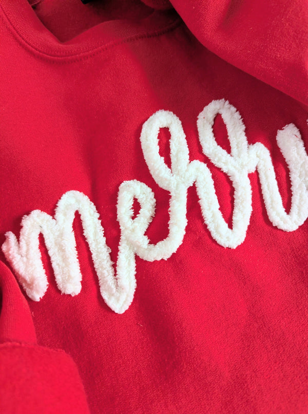 Merry Yarn Embroidered Sweatshirt | Red