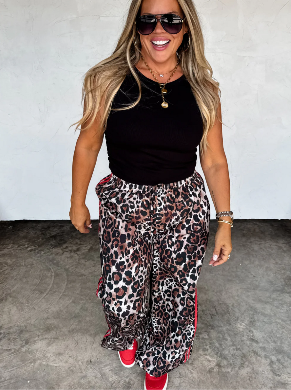 Leopard Striped Pants | Red & White