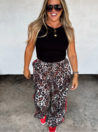 Leopard Striped Pants | Red & White
