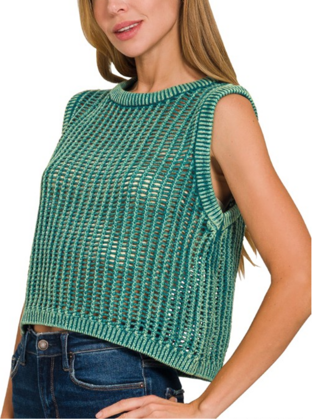 Lottie Crochet Vest | Hunter Green