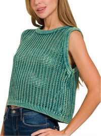 Lottie Crochet Vest | Hunter Green