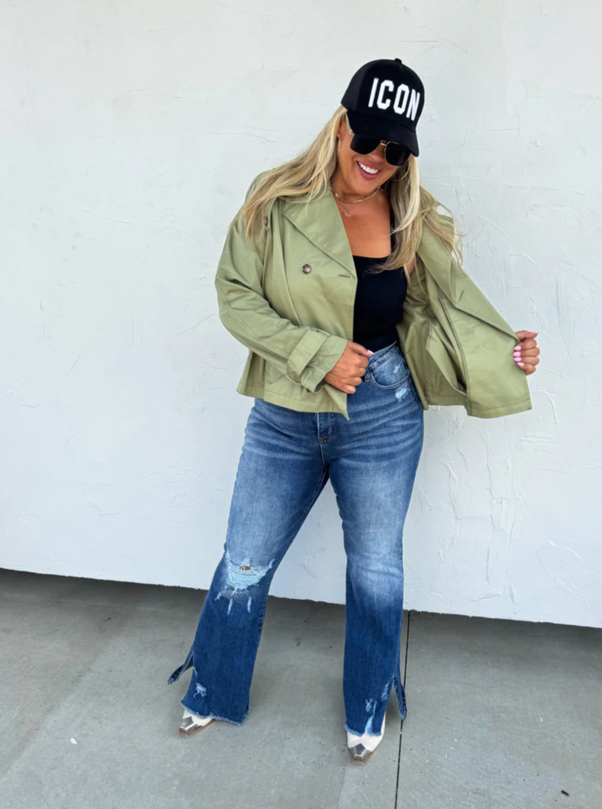 Crop Trench Coat | Olive