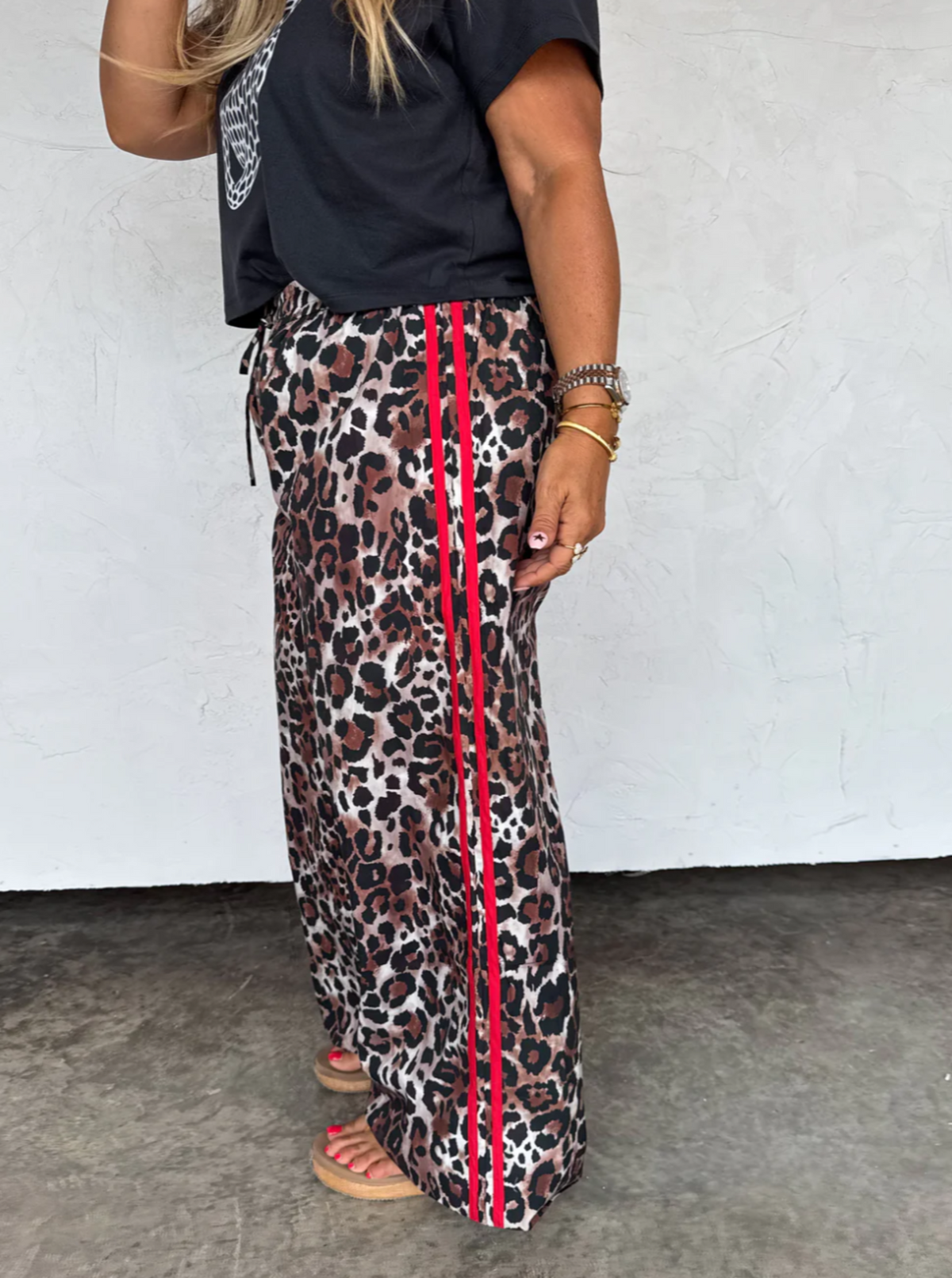 Leopard Striped Pants | Red & White