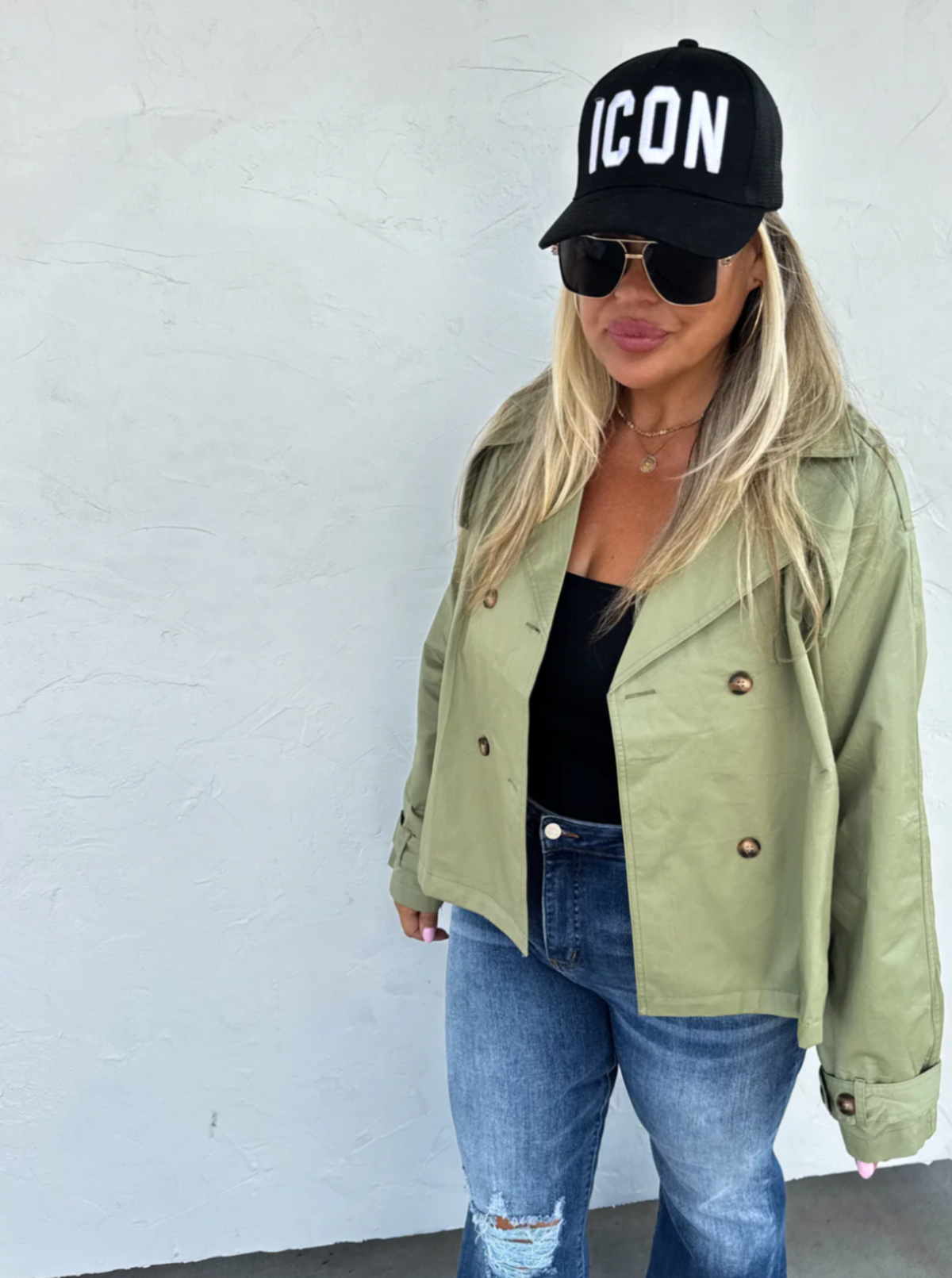 Crop Trench Coat | Olive