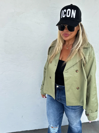 Crop Trench Coat | Olive