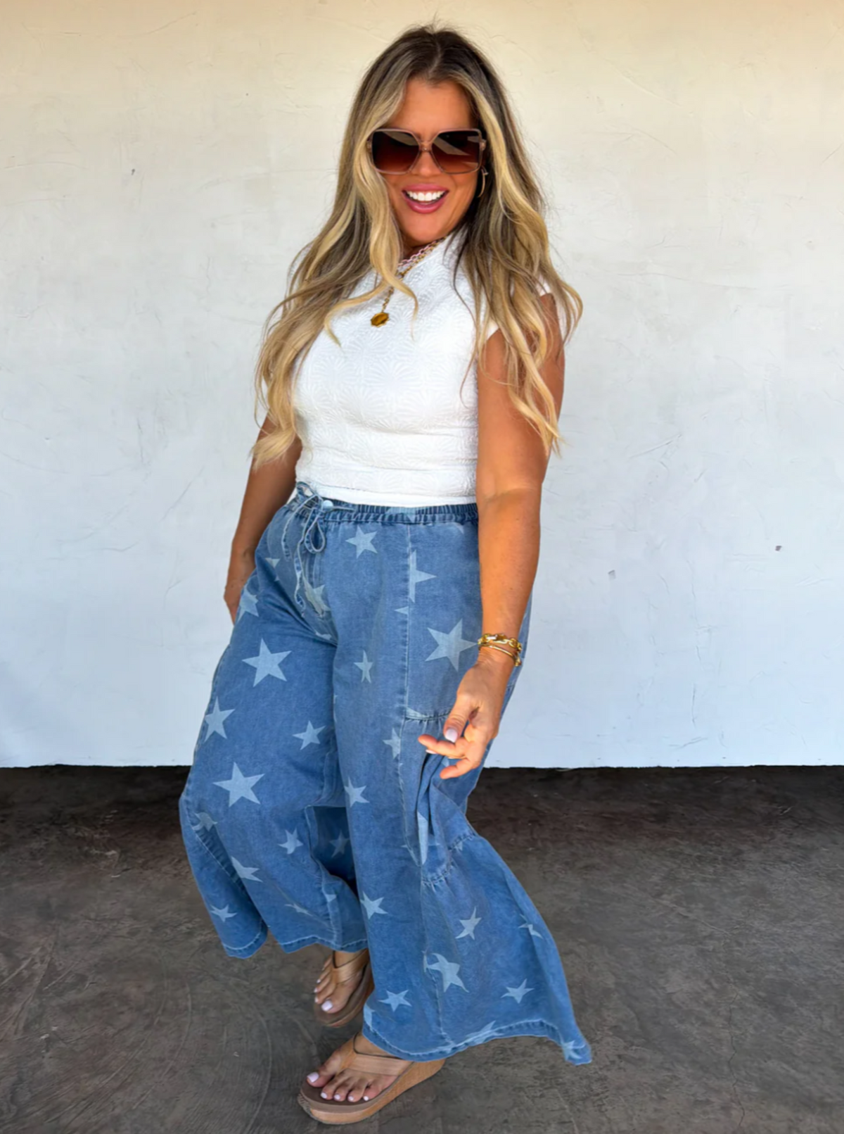 Boho Star Pants | Medium Wash