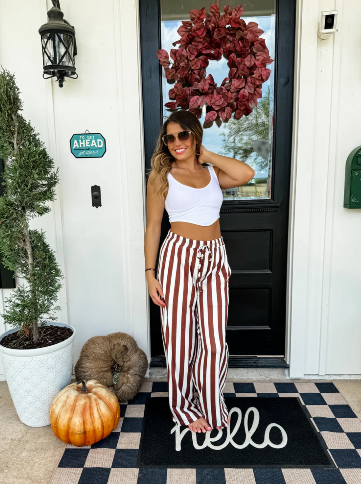 Striped Pants | Brown & White
