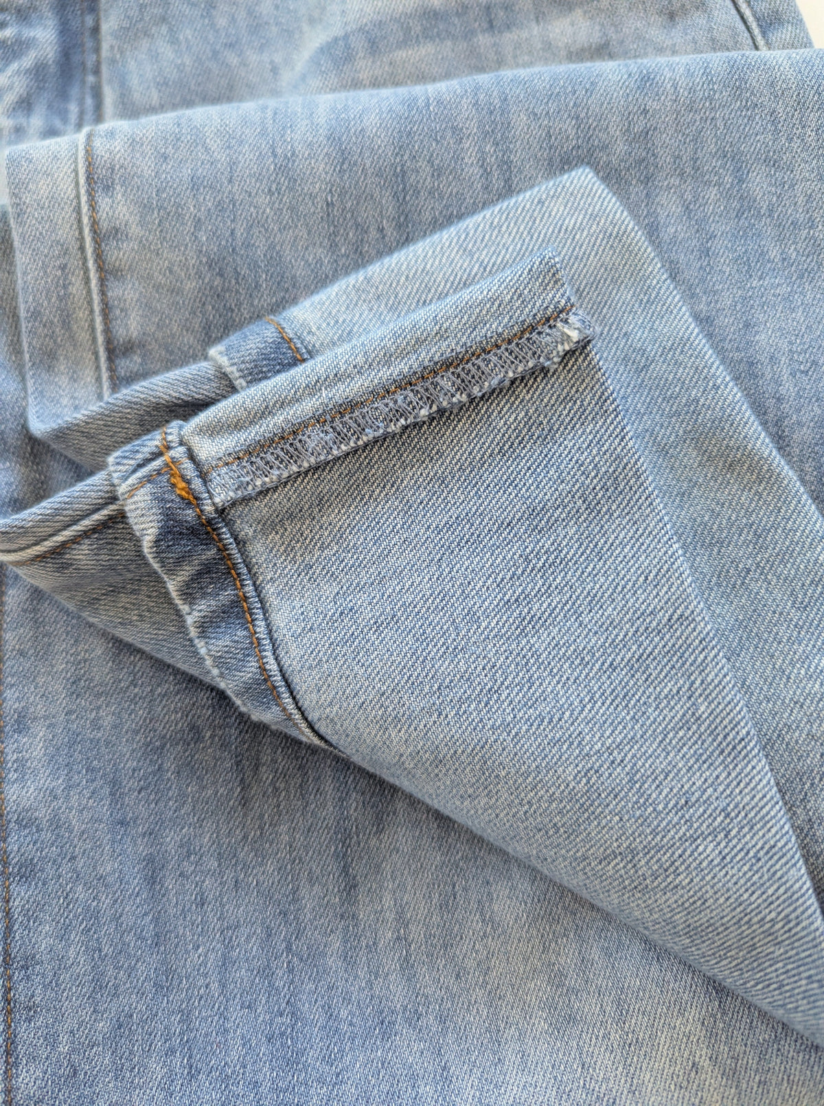 Straight Leg Mid-Rise Jeans With Cuffed Hem