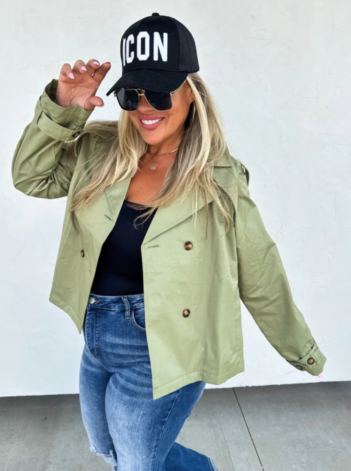 Crop Trench Coat | Olive
