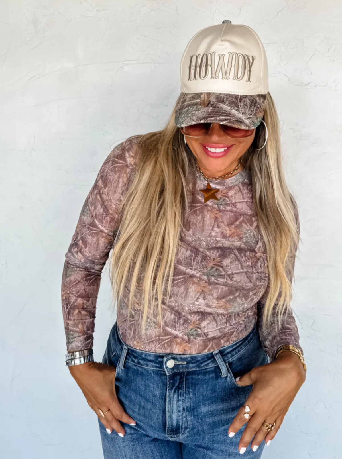 Camo Mesh Tops | Brown