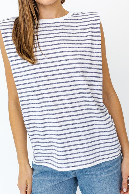 Striped Padded Muscle Tee