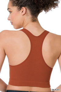 Ribbed Racerback Cropped Tank  | Rust