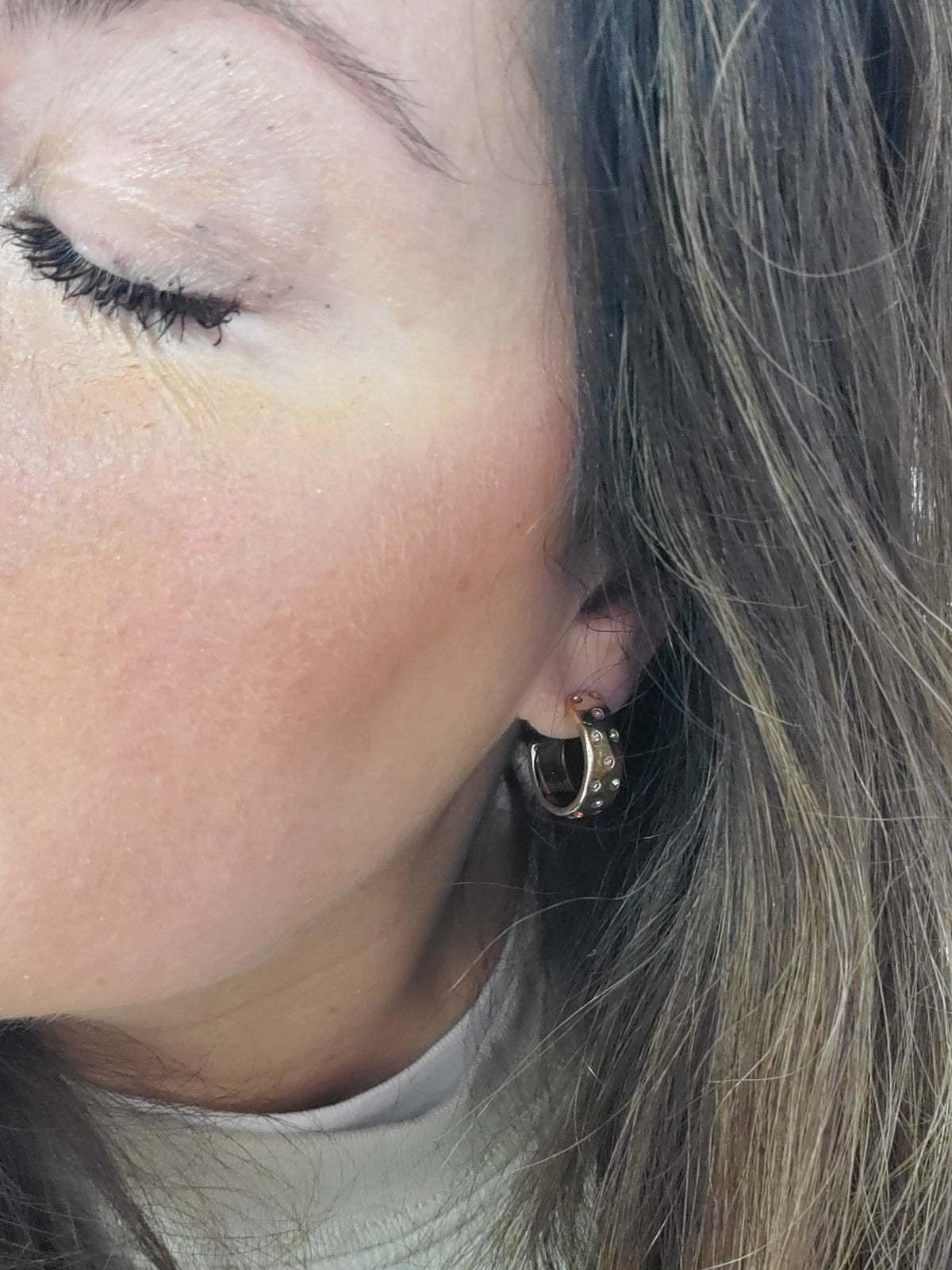 Rainbow Jewel Hoop Earrings | Gold