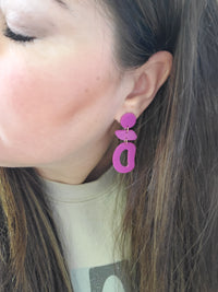 Geo Polymer Earrings | Fuschia