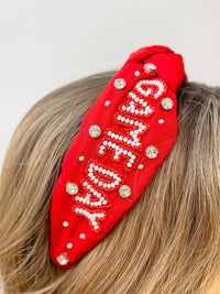Game Day Embellished Headband | Red & White