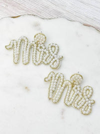 'Mrs' Pearl Beaded Earrings