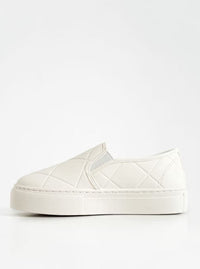 Quilted Platform Slip-On Sneaker | White